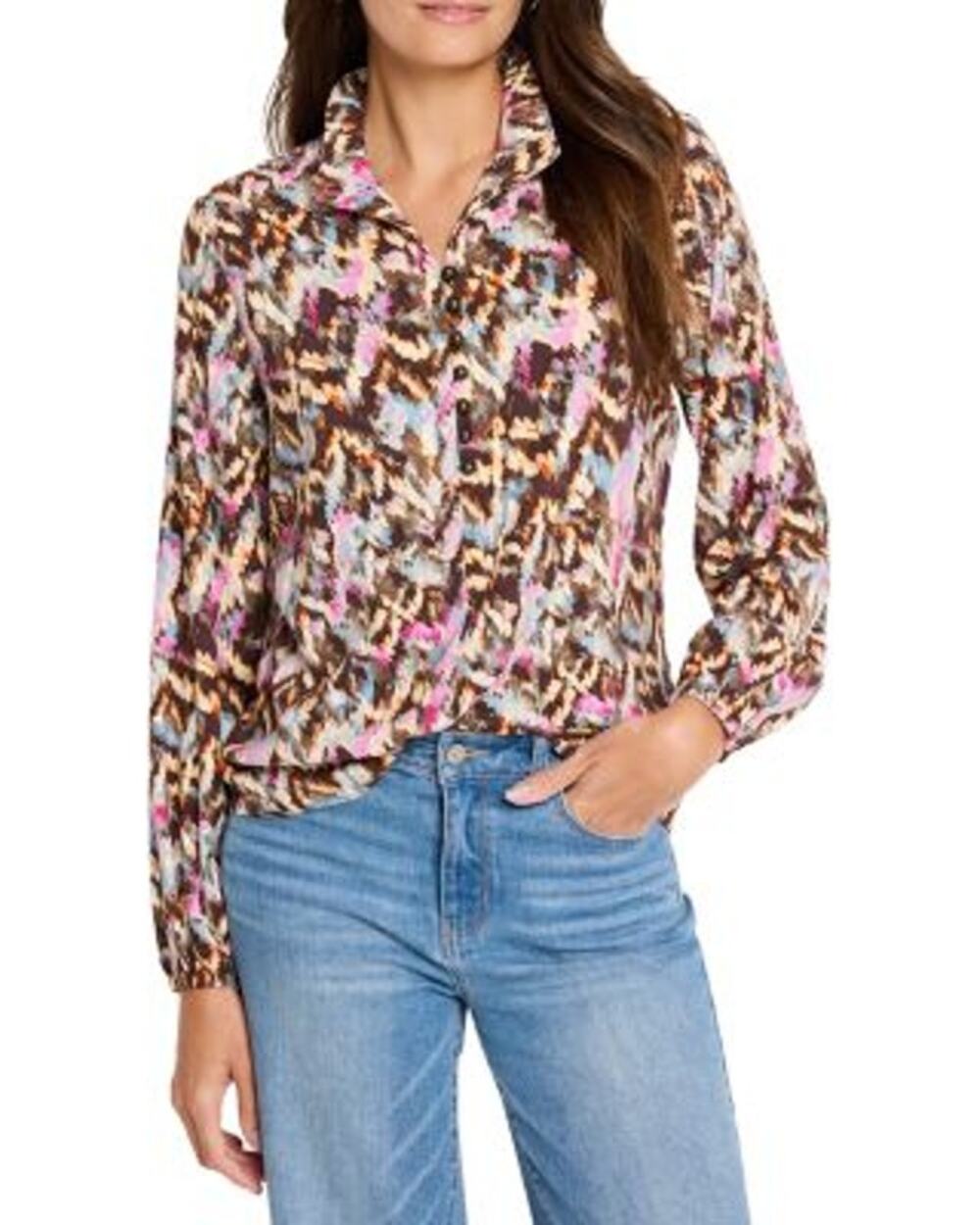 NIC + ZOE Painted Ikat Live In Top Sz XZ Boho Career Casual Preppy